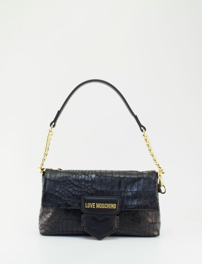 Mini shoulder/crossbody croco bag black