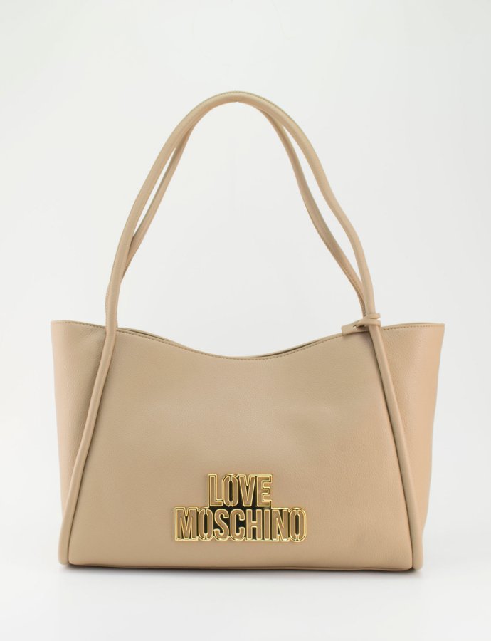 Shoulder bag metallic logo crema