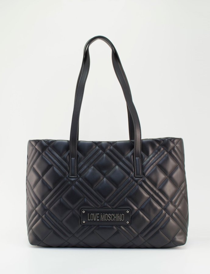 Quilted shoulder bag black nickel