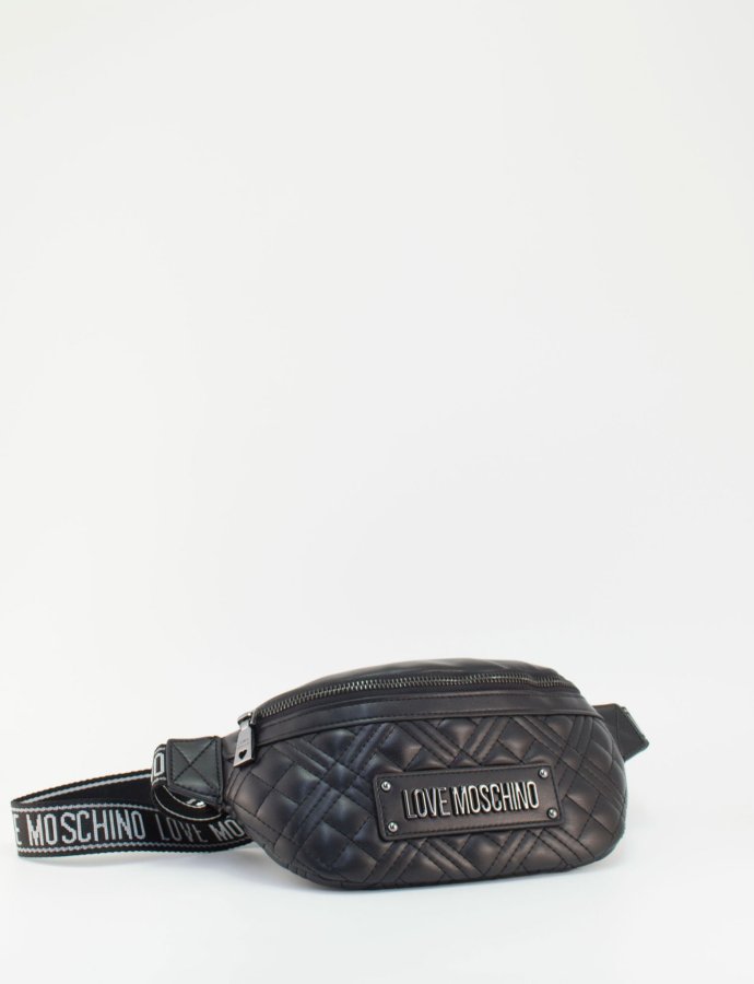 Quilted waist bag black nickel