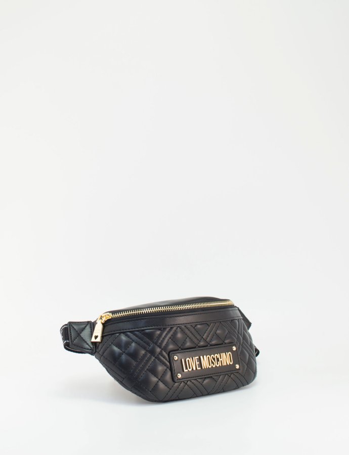 Quilted waist bag black gold