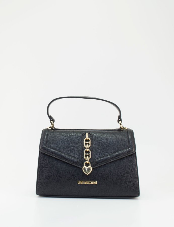 Crossbody bag chain heart black