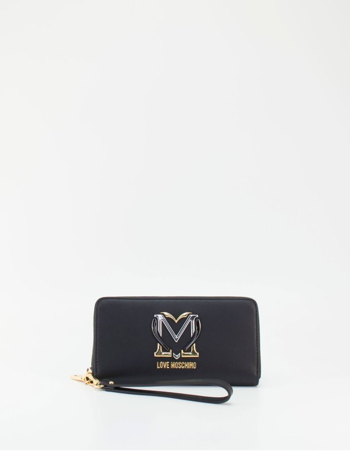 Metallic heart wallet black