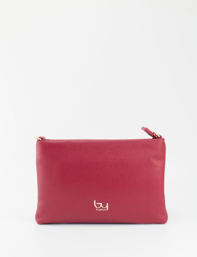 Clary saffiano flat crossbody dark red