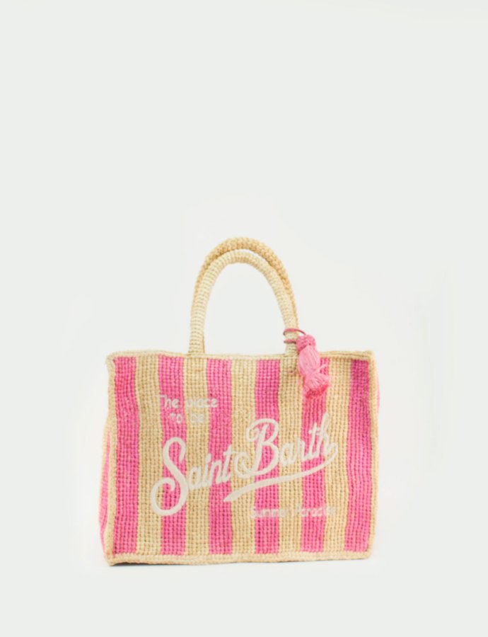 Striped Colette raffia handbag
