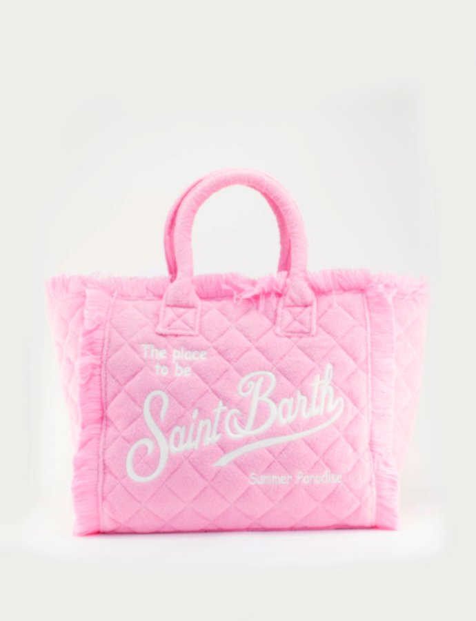 Vanity pink quilted terry sponge tote bag