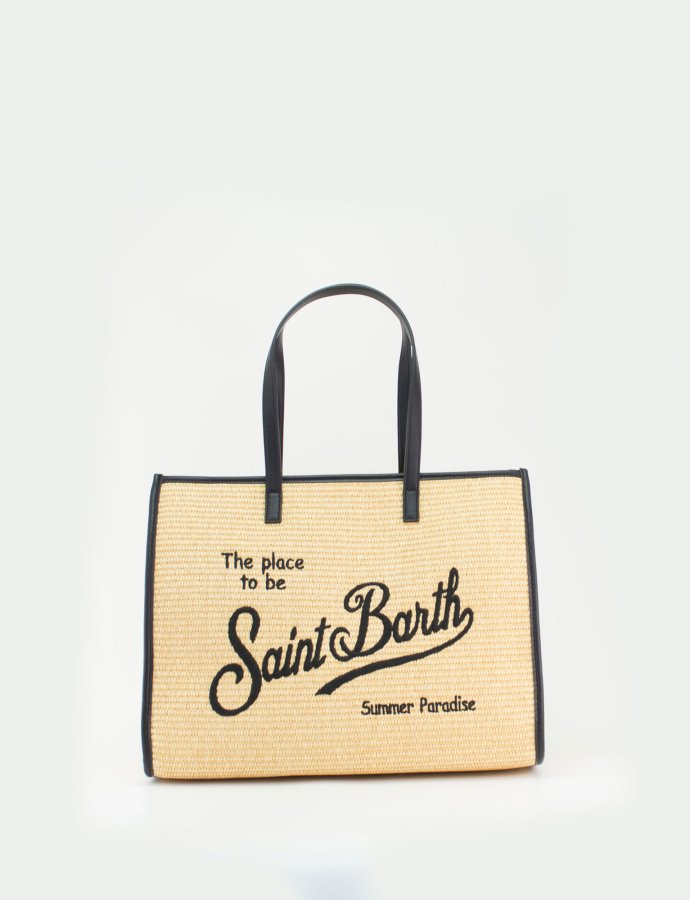 Vivian black straw handbag