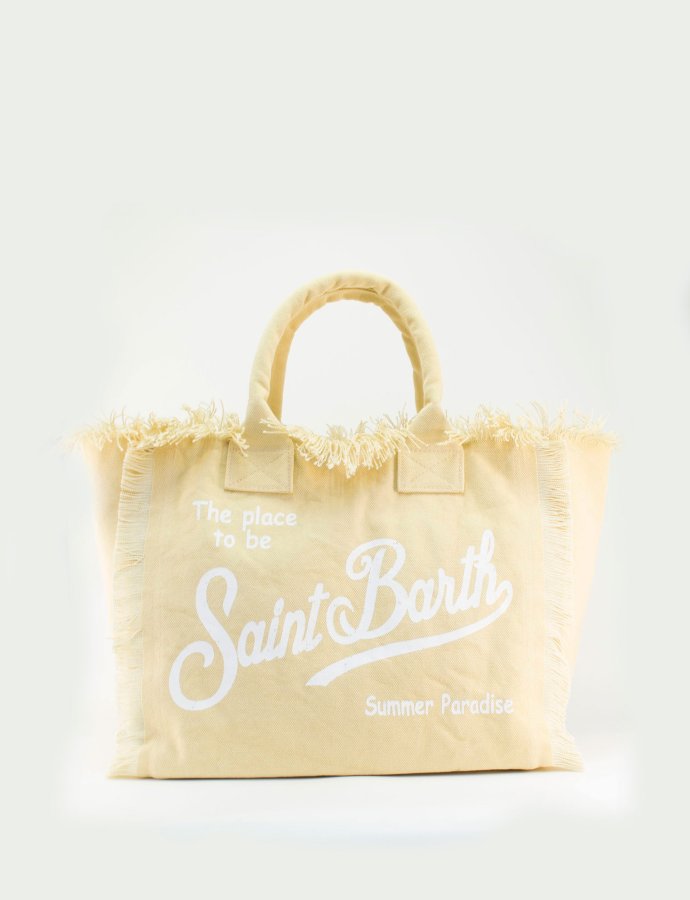 Vanity beige cotton canvas tote bag
