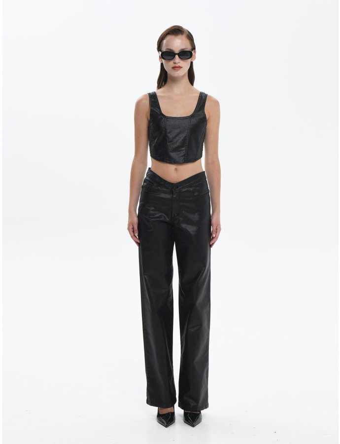 Ifigenia black foil denim pants