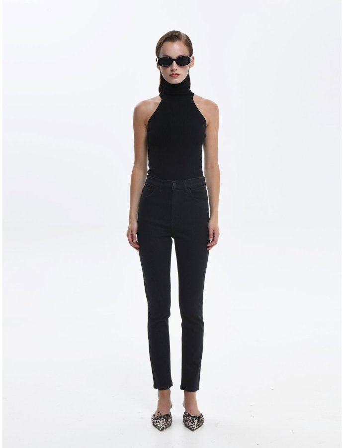 Rina slim fit elastic black denim pants