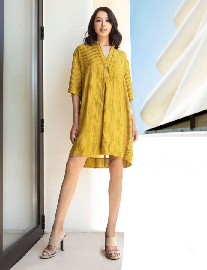 Embossed fabric mini dress olive