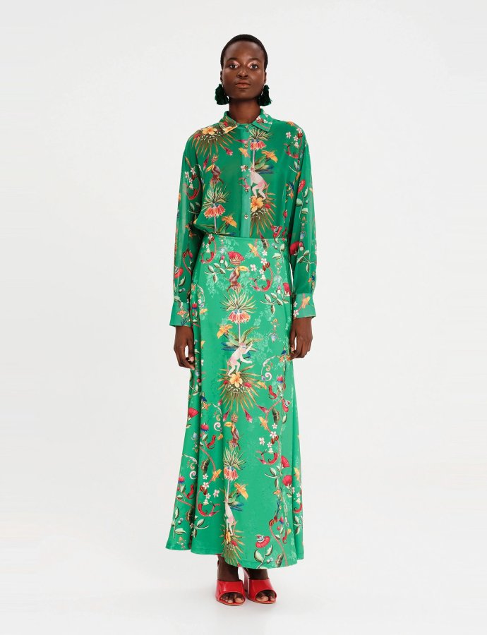 Exotic long skirt jacquard