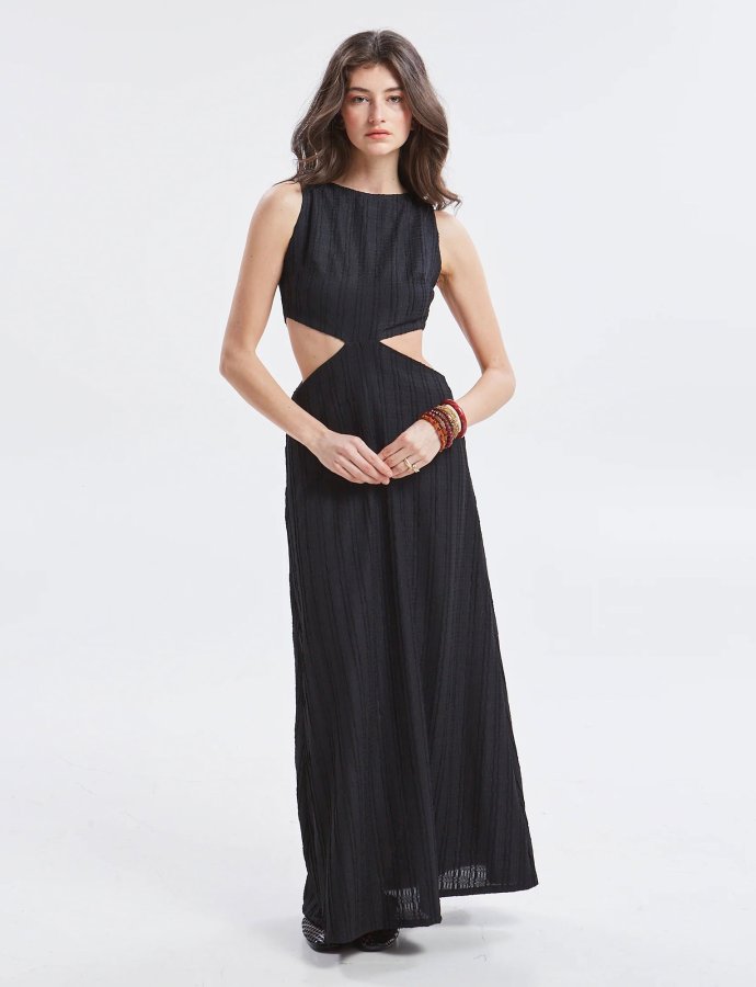Lucina lace cut out dress black
