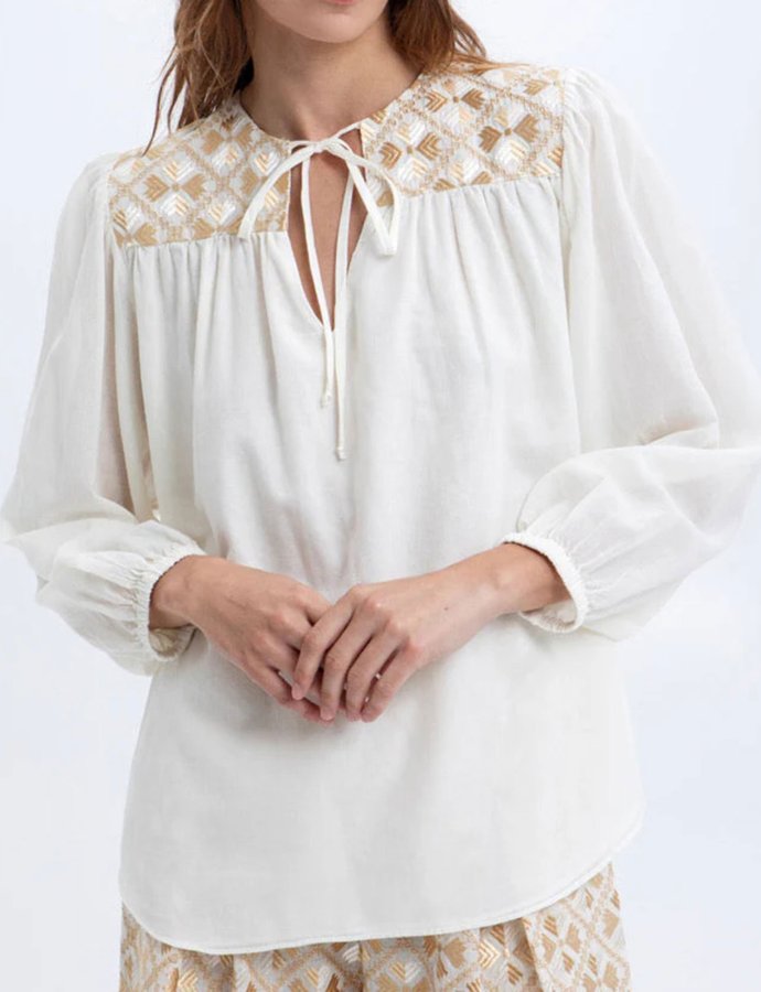 Flakes blouse cords white-gold  champagne