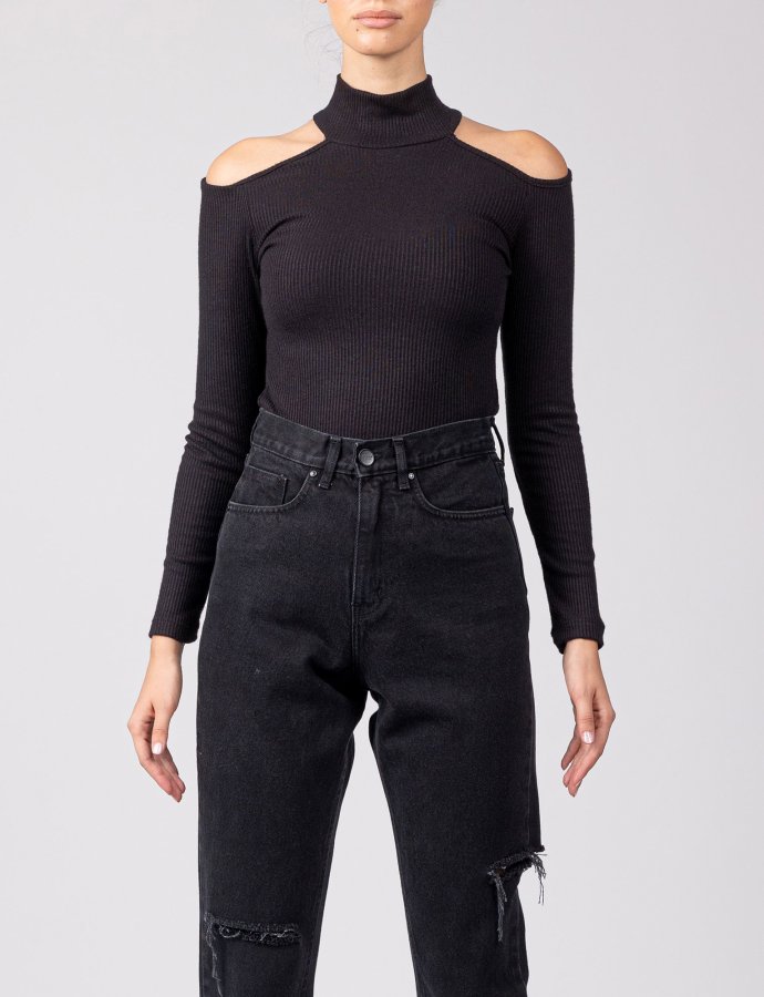 Georgia black shoulder rip top