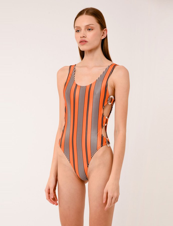 Hueda swimsuit orange stripped