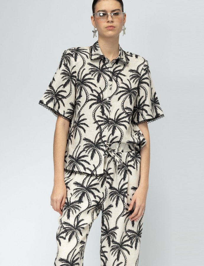 Hawai b&w palm shirt
