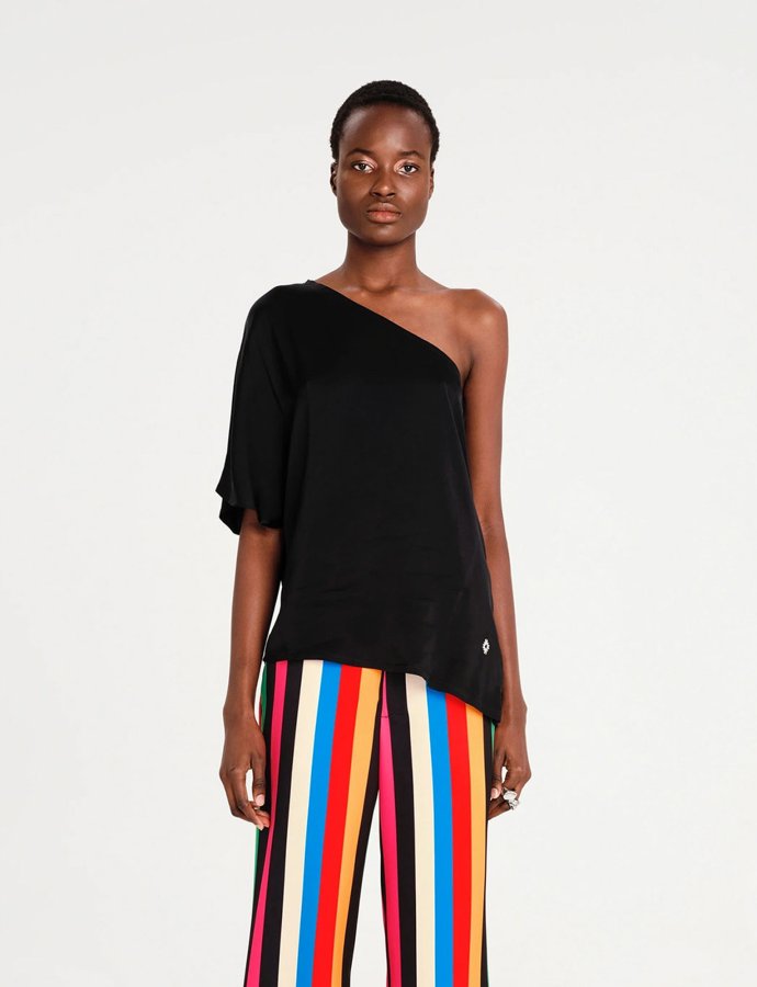 Hymn one shoulder top black