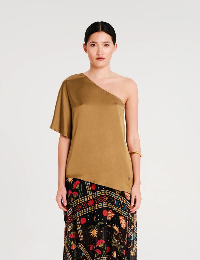 Hymn one shoulder top bronze