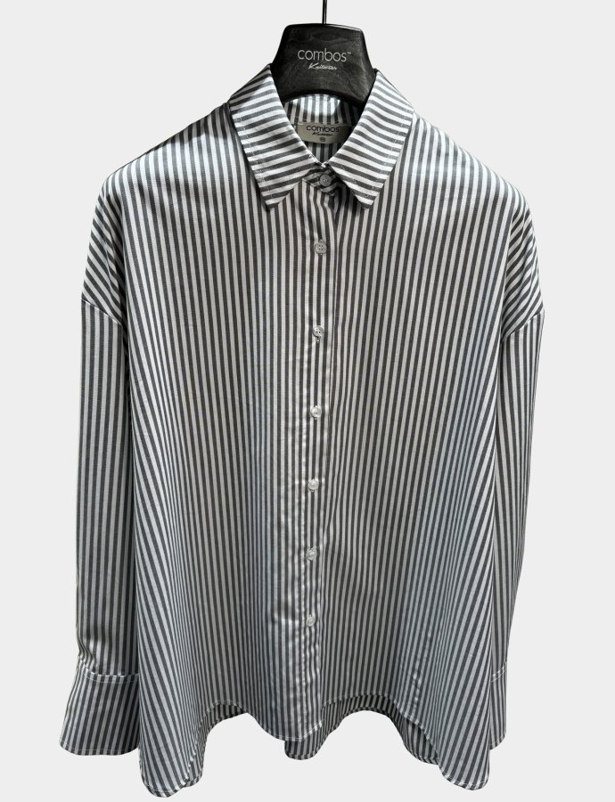 Grey oversized shirt stripes