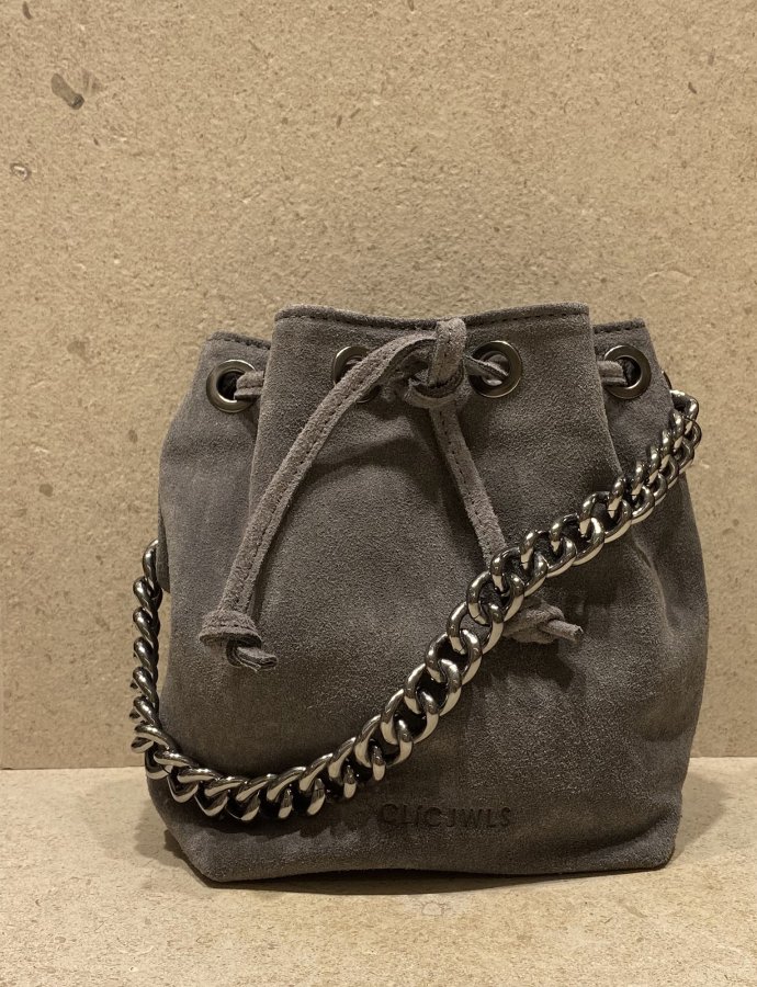 Small bucket bag dark grey suede