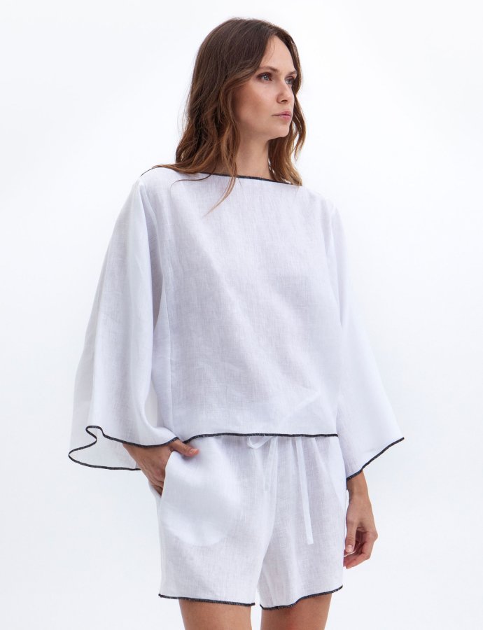 Interlock stich blouse white –black