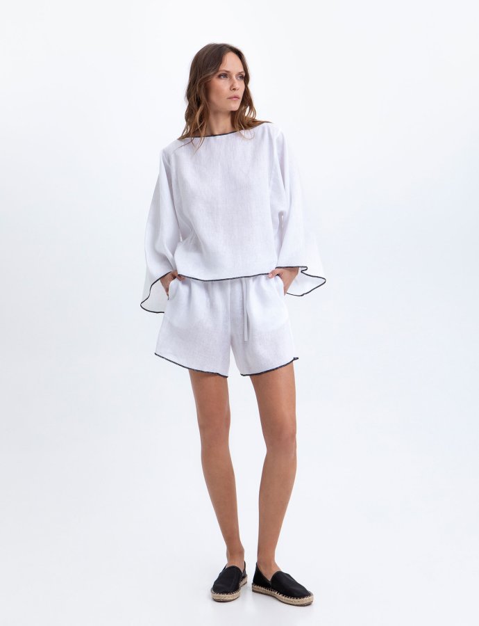 Interlock stich shorts white –black