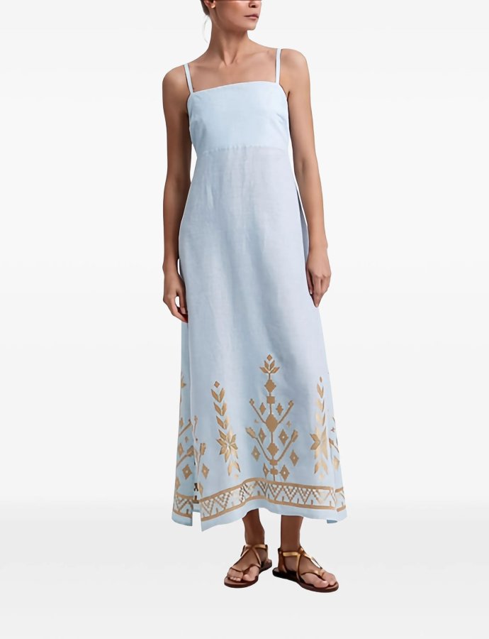 Ios long linen dress ciel-gold