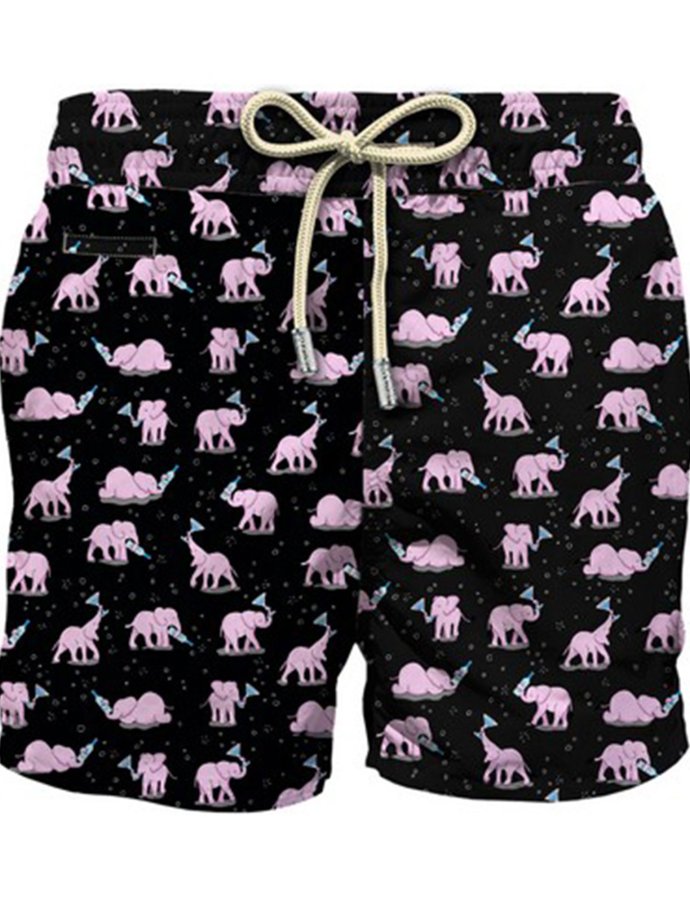 Man lightweight fabric swim shorts lighting micro fantasy with drunk night print