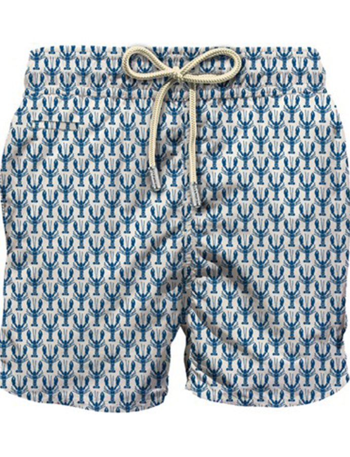 Lightweight fabric swim shorts lighting with lobster print