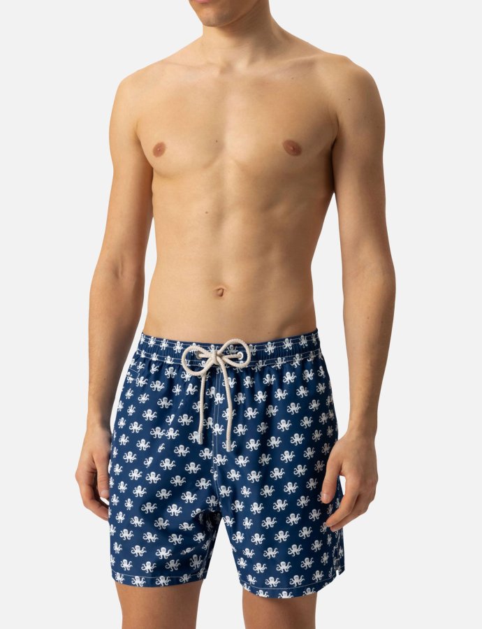 Lightweight fabric swim shorts lighting with octopus print