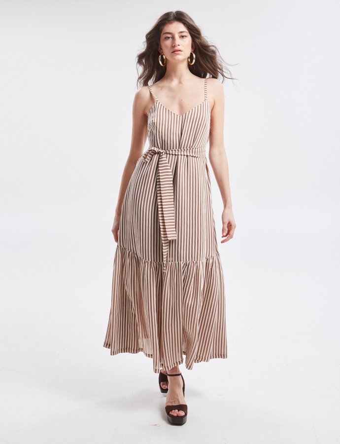 Liora stripped dress brown