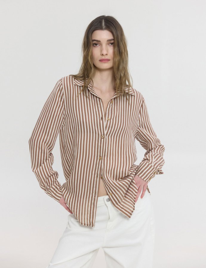 Lucida semi sheer shirt brown