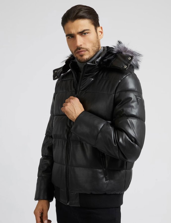 Stretch puffa jacket black