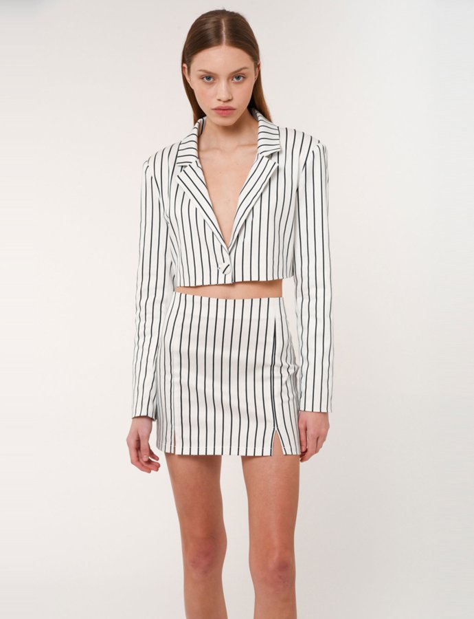 Milana white & black stripped mini skirt