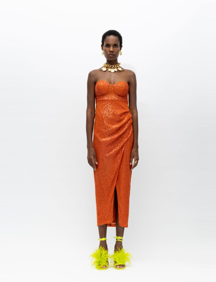 Ophelia sequin orange dress