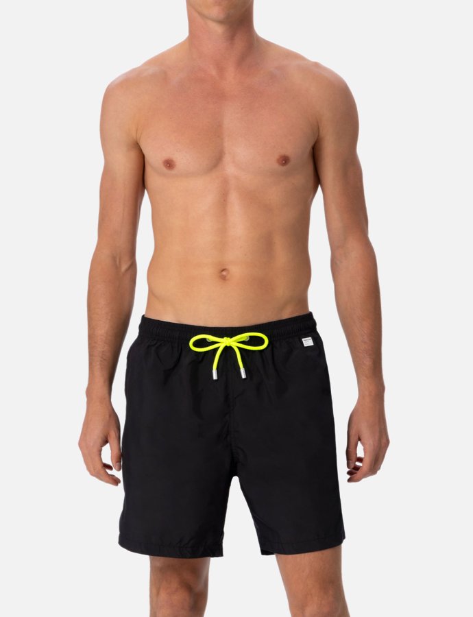 Man lightweight fabric black swim shorts lighting pantone