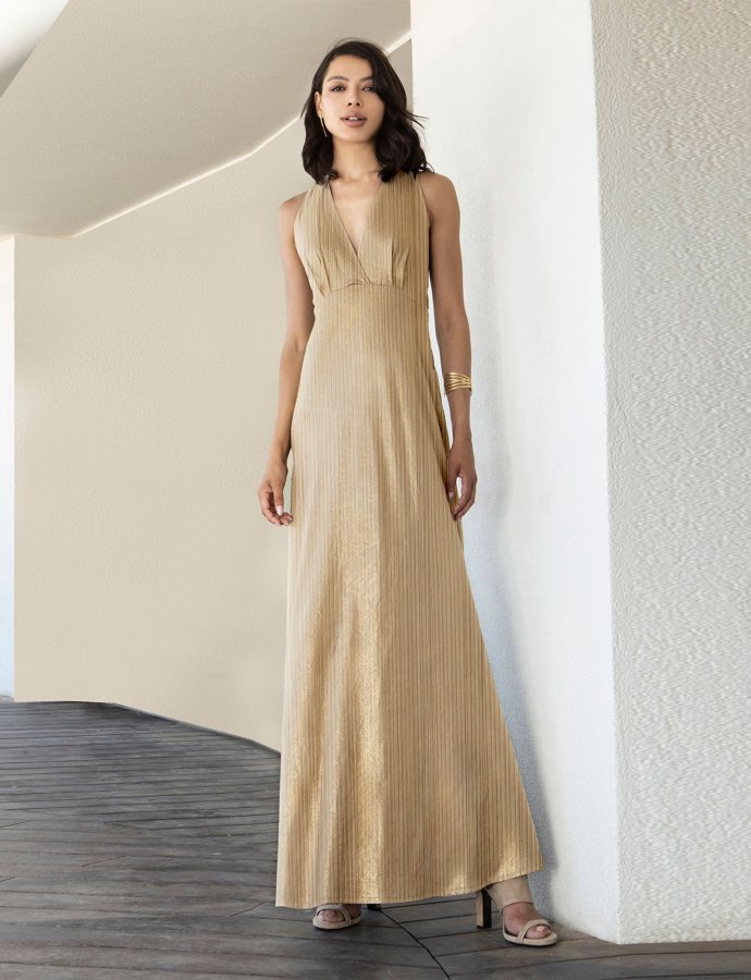 Maxi relief dress gold
