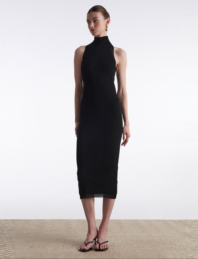 No. 26 Knitted midi dress black