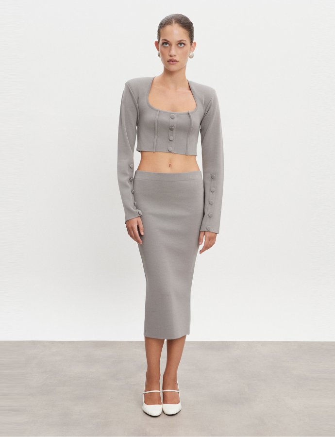 Heaven knitted midi skirt grey