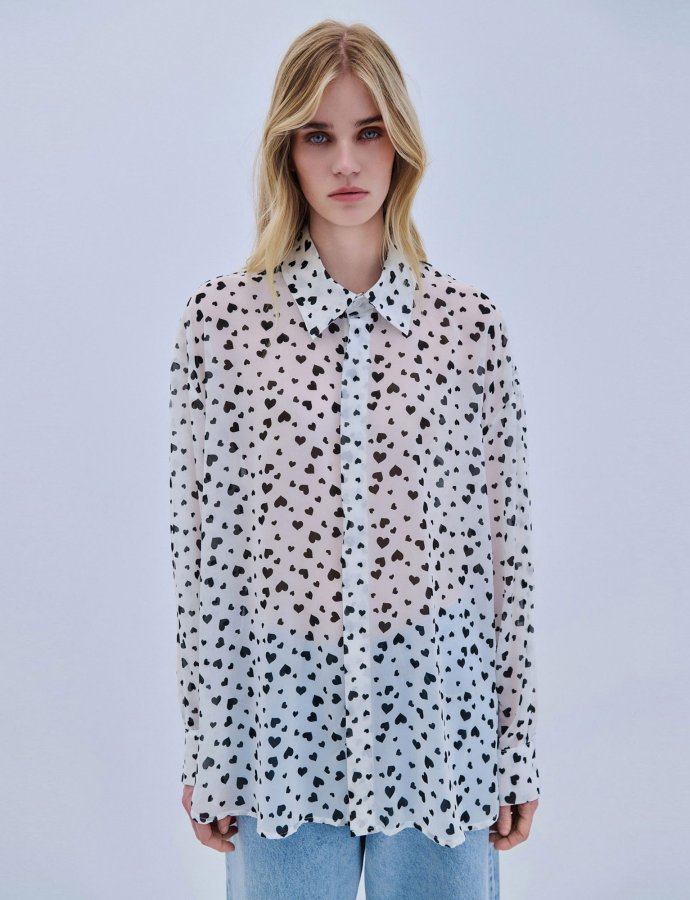 Oversized hearts shirt B&W