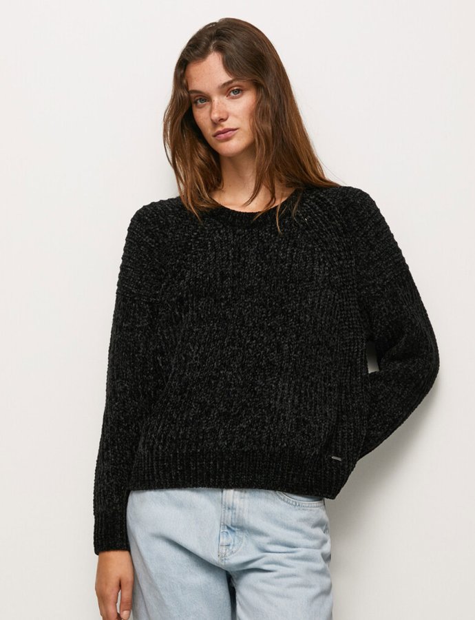 Bethany chenilla knit sweater black