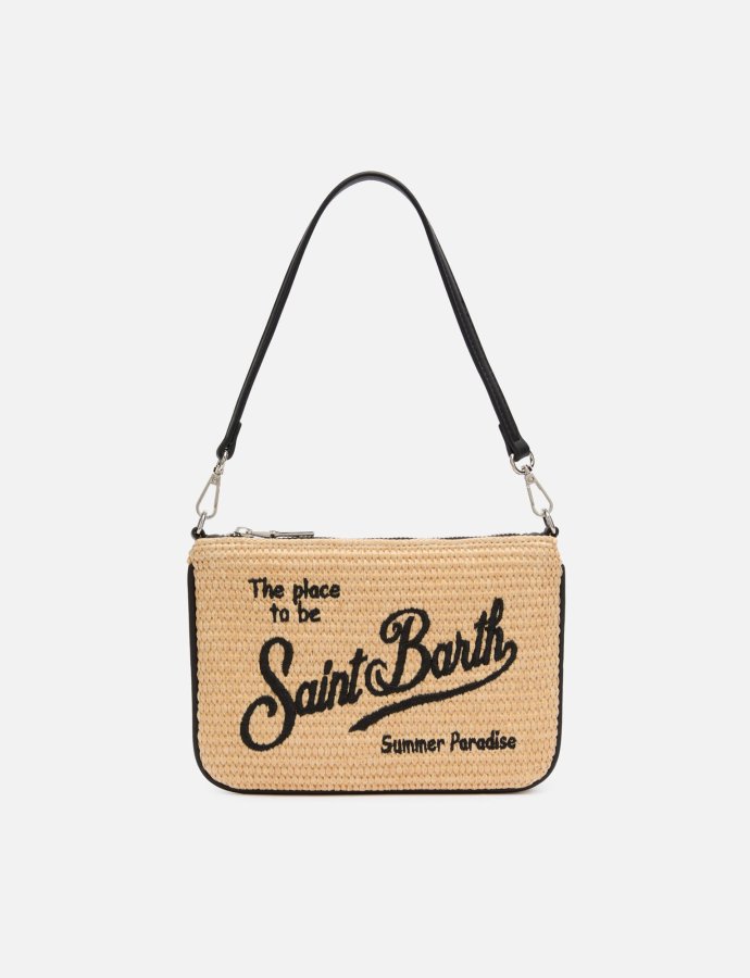Parisienne beige straw mini pouch bag