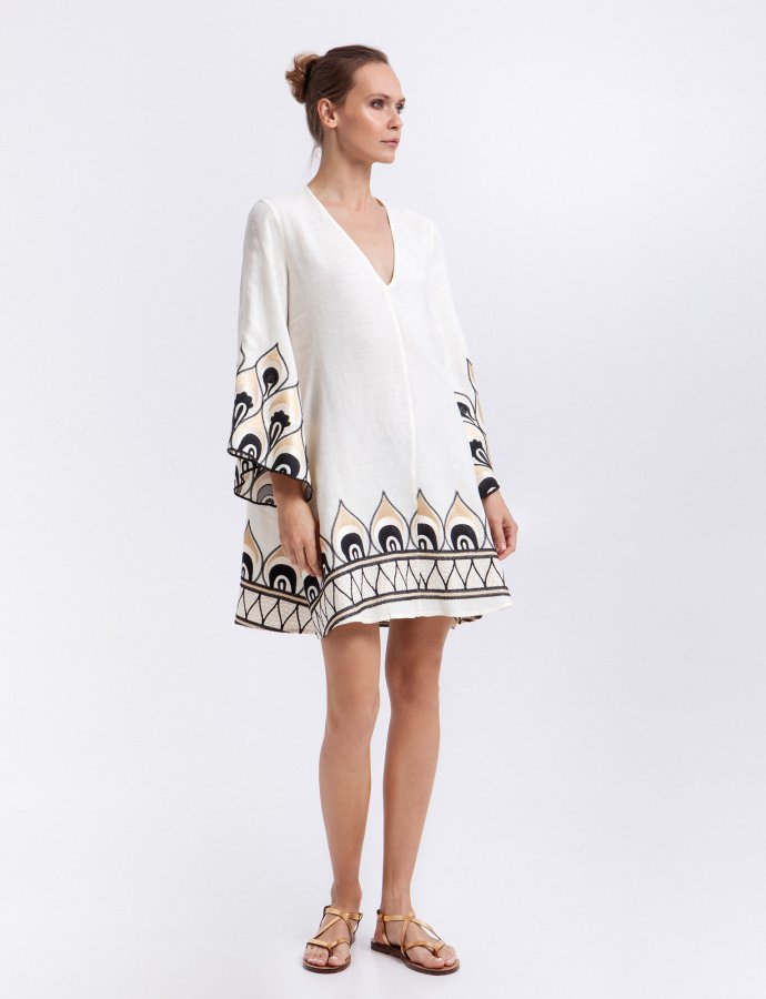 Phoenix mini dress natural-black multi