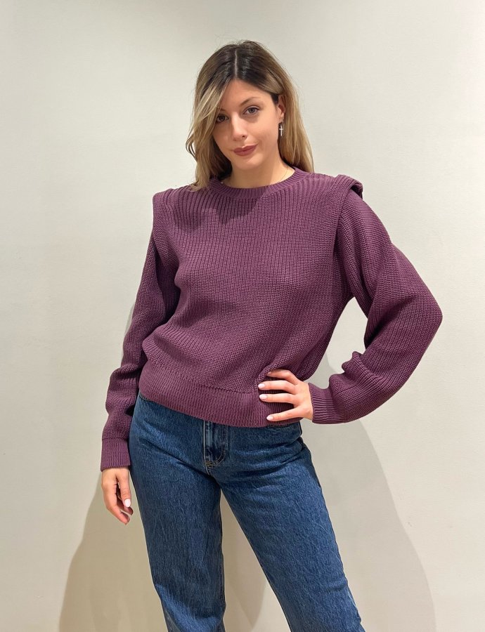 Open back knitted purple sweater