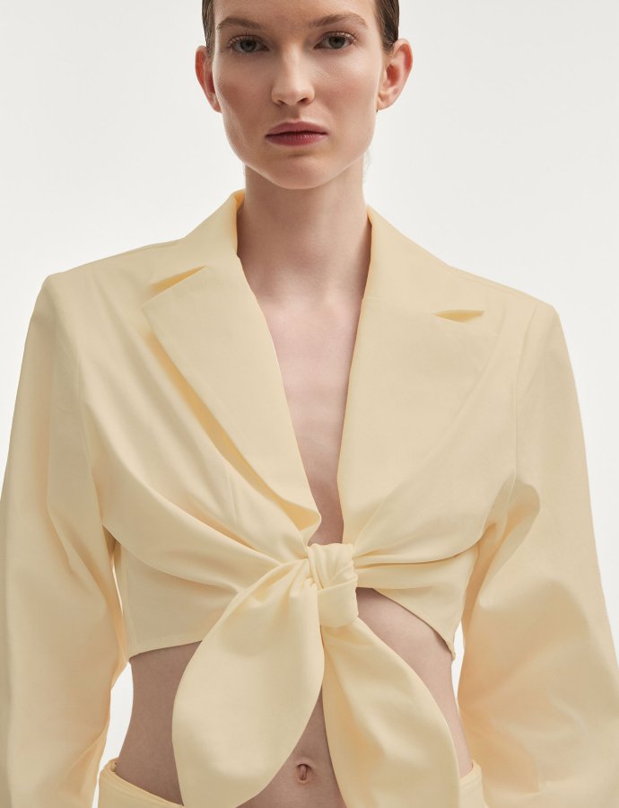 Pure crop shirt butter yellow