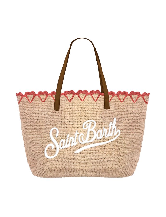 City raffia bag with heart border