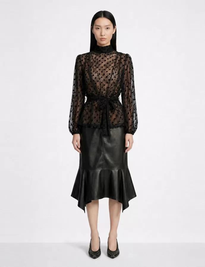 Rosette black lace top
