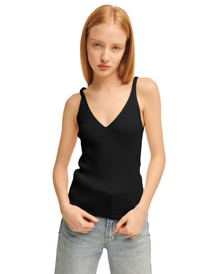Combos S72 – Knitted V top black