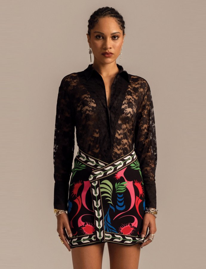Lace flower shirt